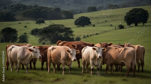 Gado de corte da pecu  ria brasileira   Cattle grazing in Brazilian livestock  .Generative AI
