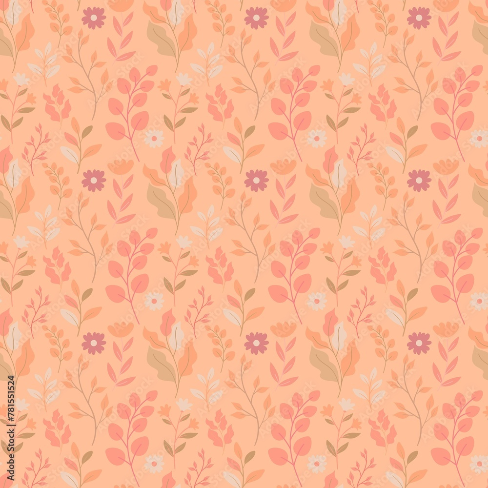 Peach Fuzz Cute Floral Seamless Pattern
