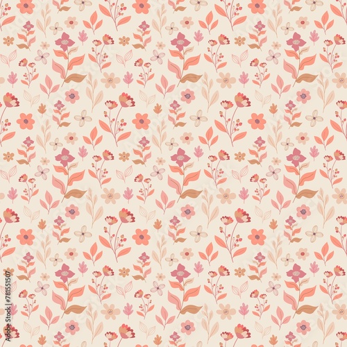 Peach Fuzz Cute Floral Seamless Pattern Romantic Ditsy Floral Pastel Pattern