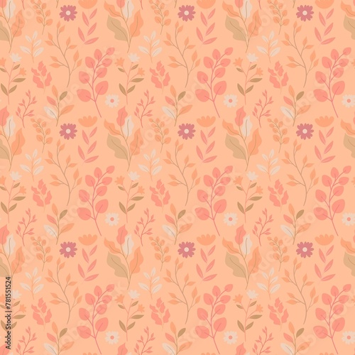 Peach Fuzz Cute Floral Seamless Pattern