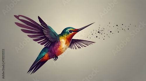 elegant art hummingbird fly logo .Generative AI © ourhome