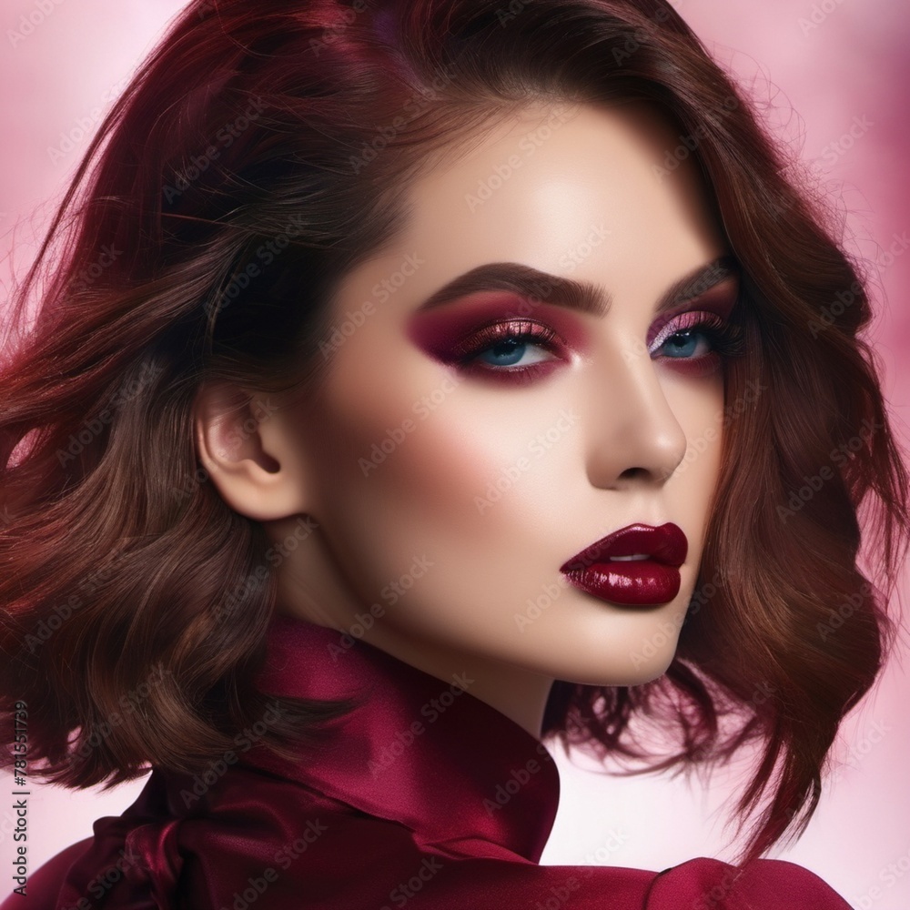 portrait of a woman with red lips portrait of a woman with red lips