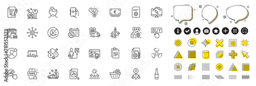 Set of Best friend, Scroll down and Ethics line icons for web app. Design elements, Social media icons. Clipboard, Depression treatment, Food market icons. Vector