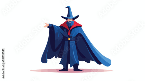 Magician in a cloak and hat. Vector illustration on