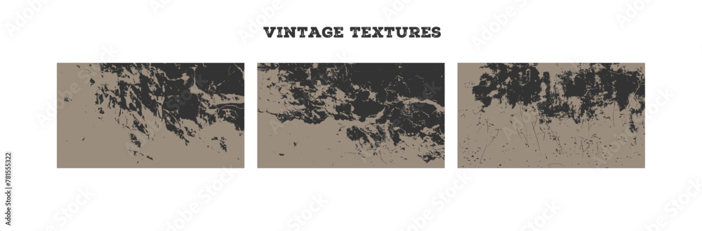Vintage Textures, set of three vintage texture background, old and damaged background, Vector
