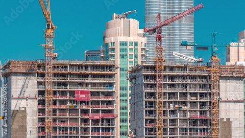 Construction of new modern skyscrapers in luxury Dubai city, United Arab Emirates photo