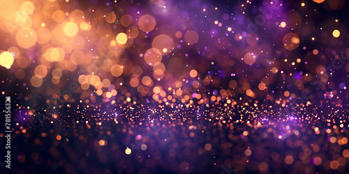 banner gold and purple abstract glitter confetti bokeh background © KEA