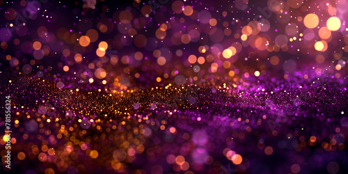 banner gold and purple abstract glitter confetti bokeh background