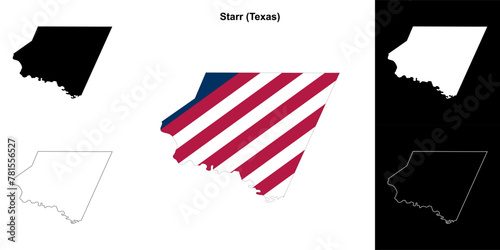 Starr County  Texas  outline map set