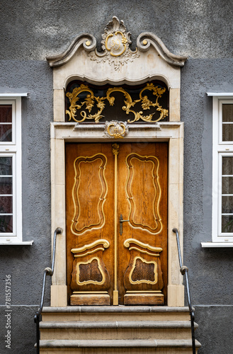 Carved wooden old door	