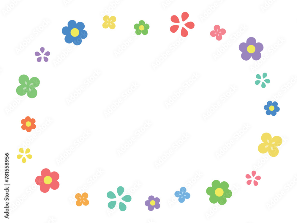シンプルな花の円形フレーム