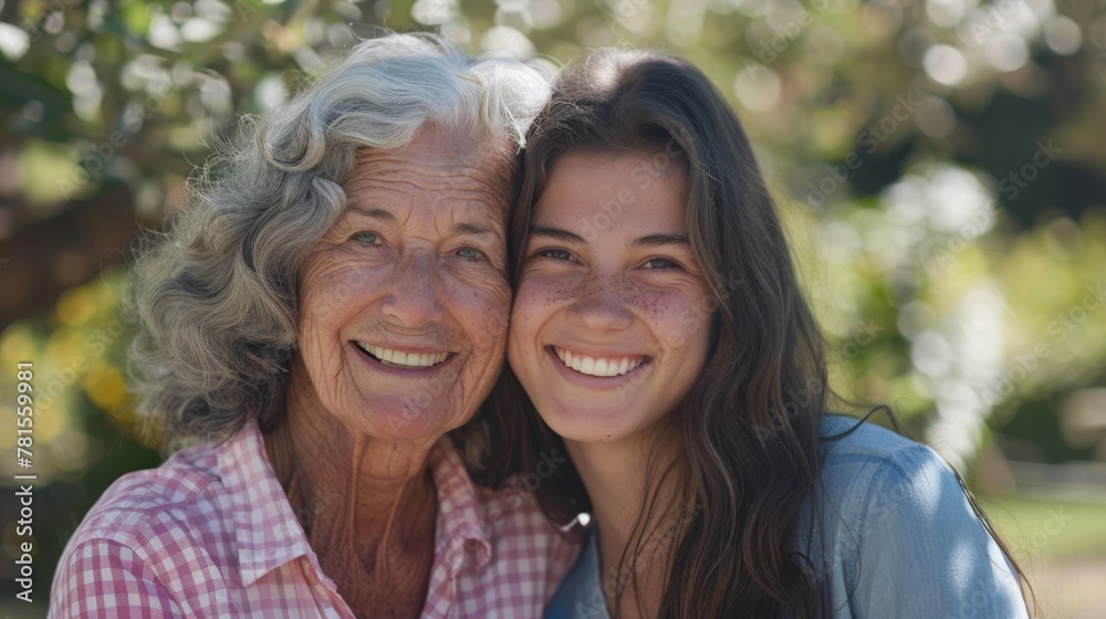 Grandmother and Granddaughter Smiling
