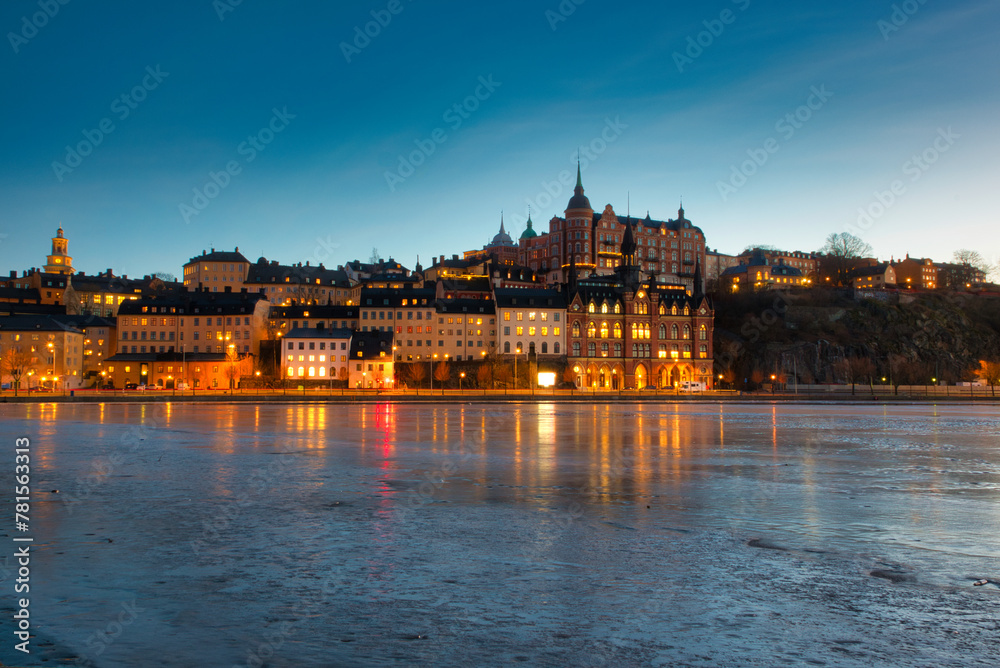Mariaberget of Södermalm in Stockholm at night