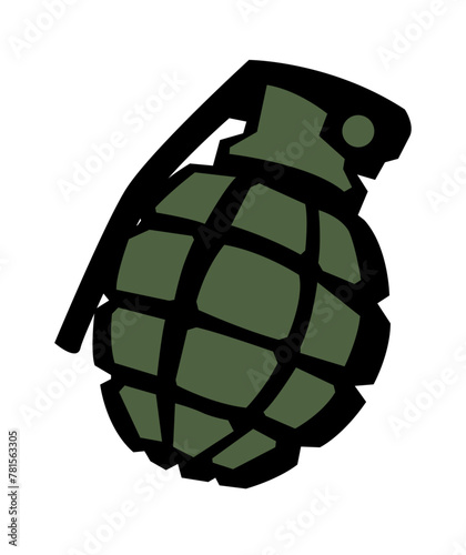 Infantry weapon. Fragmentation hand grenade. Vector image for prints, poster and illustrations.