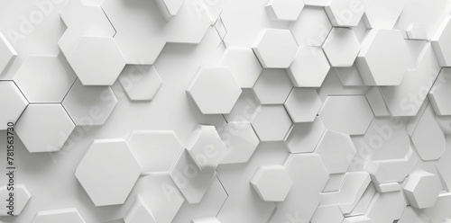  Abstract white hexagon background. 