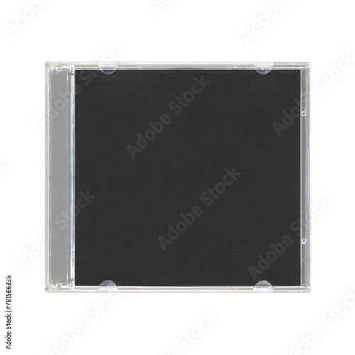 isolated mockup of old music CD disc jewel case with black cover layout for photo and artworks, in transparent background, y2k style