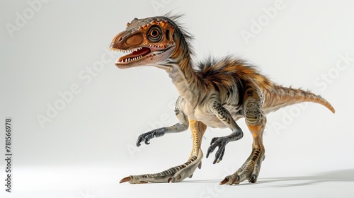 Impressive high-resolution image showcases a detailed and realistic model of a young feathered dinosaur