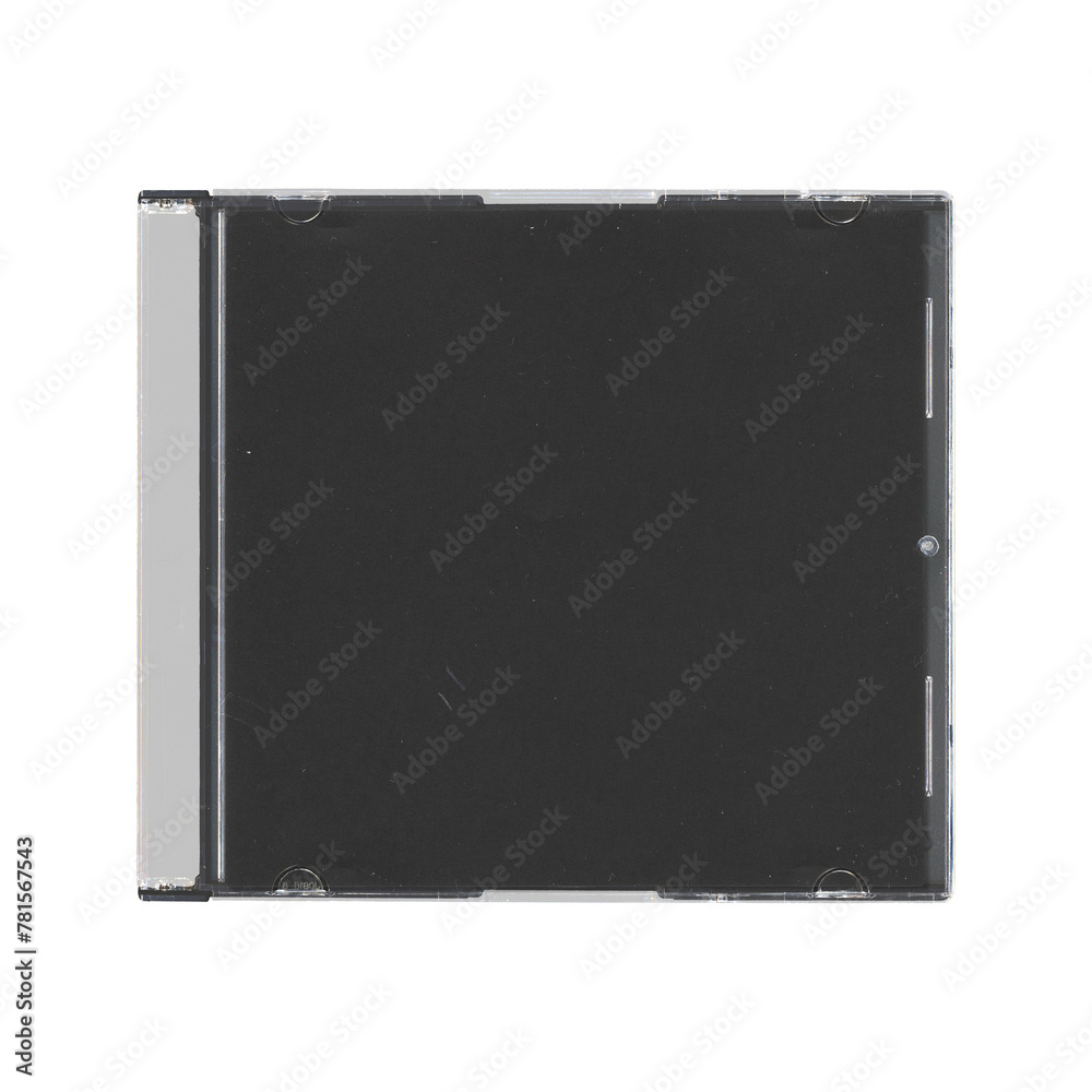 isolated mockup of old music CD disc jewel case with black cover layout ...