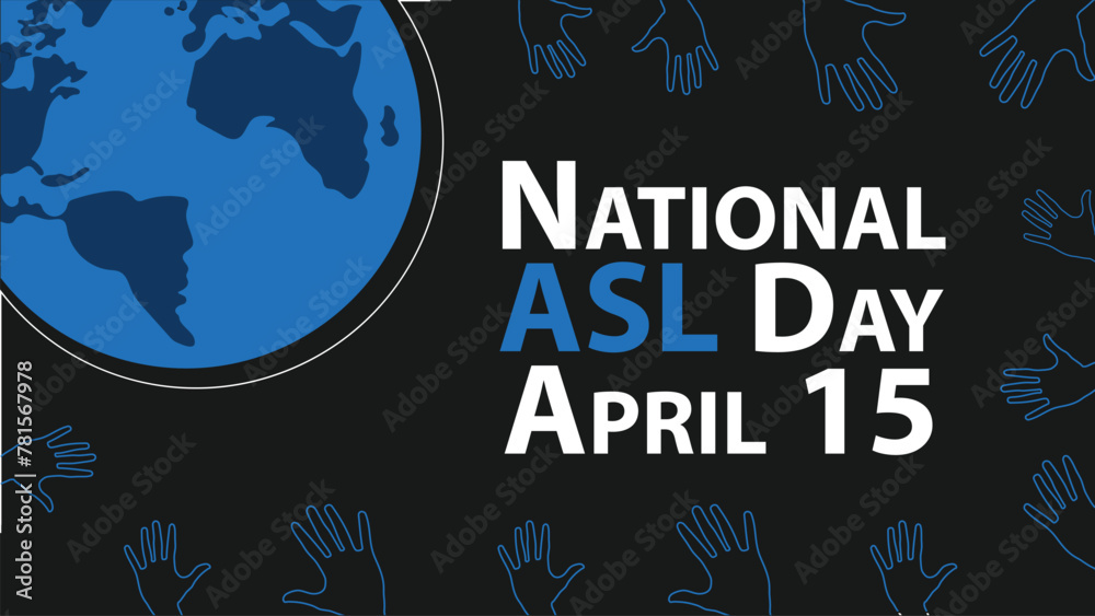 National ASL Day vector banner design - obrazy, fototapety, plakaty 