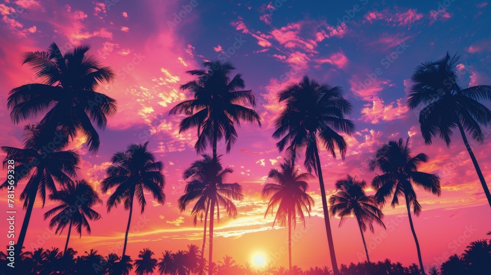 Palm Trees Silhouetted Against a Sunset Sky