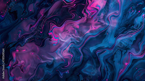 Abstract art swirling blue and purple liquid colors glossy, marbled effect backgrounds