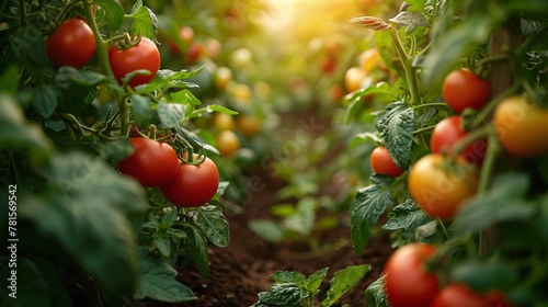 Greenhouse with  tomatoes. Organic farm