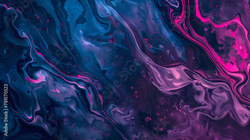 Abstract art swirling blue and purple liquid colors glossy, marbled effect backgrounds