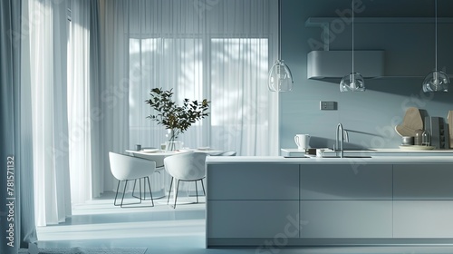 a modern home kitchen with its clean interior design, portrayed from various angles in professional-quality photographs.