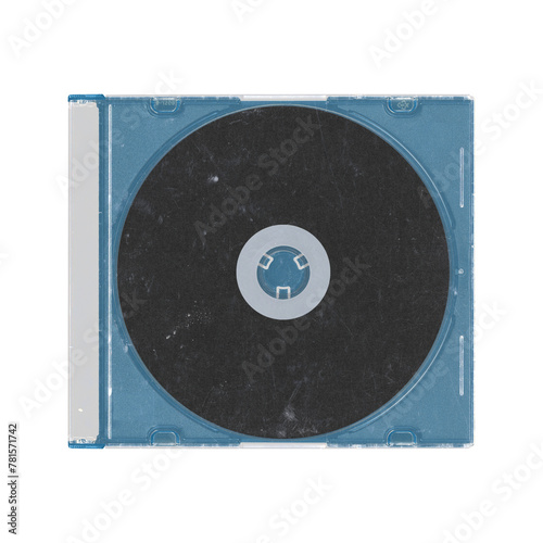 isolated mockup of old music CD disc jewel colored case with black cover layout on CD for photo and artworks, in transparent background, y2k style