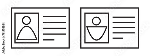 Id card icon. Driver's license identification icon. Vector illustration.