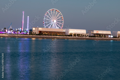  night shot for Lusail Winter Wonderland outdoor amusement park , Lusail Qatar 