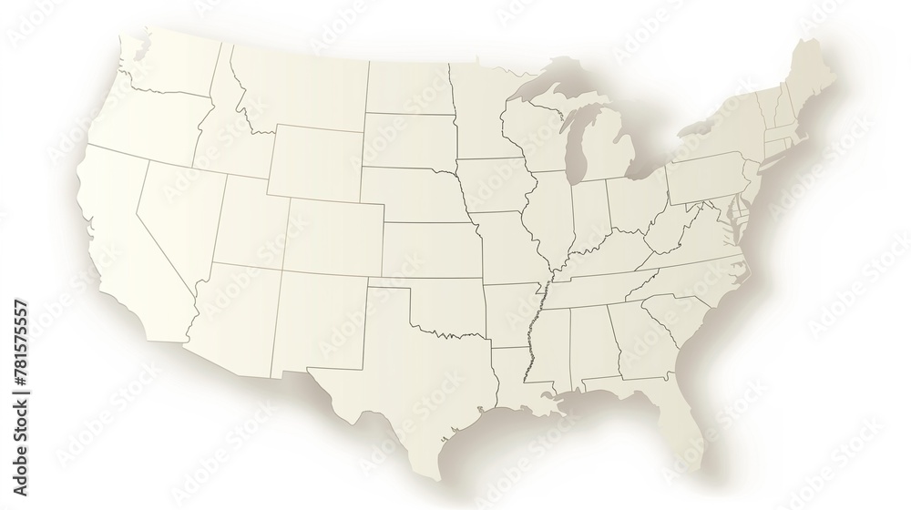 Simple Cutout Illustration of the United States National Map