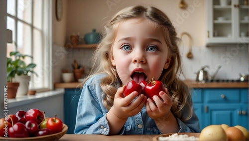 child eating cherry