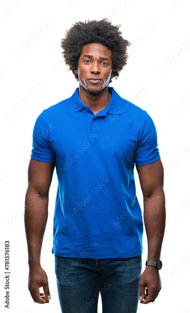 Afro american man over isolated background with serious expression on face. Simple and natural looking at the camera. Afro american man over isolated background with serious expression on face. Simple and natural looking at the camera.