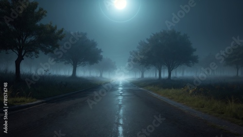 Morning Mist Over Country Road