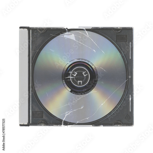 Canvas Print cracked isolated old music CD disc jewel case with compact disk and no cover in