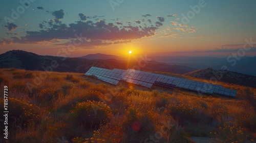 Two Solar Panels on Grass-Covered Hillside