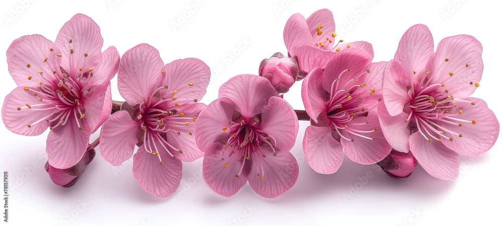 cherry flowers blooming  top view isolated on white background, flowers element springtime, Ai Generated