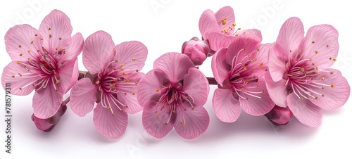 Wallpaper Mural cherry flowers blooming  top view isolated on white background, flowers element springtime, Ai Generated Torontodigital.ca