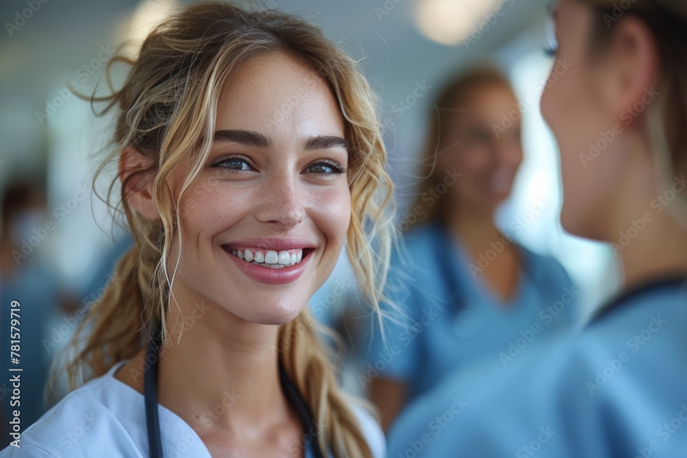 Smiling healthcare professionals uniting for excellence Smiling healthcare professionals uniting for excellence