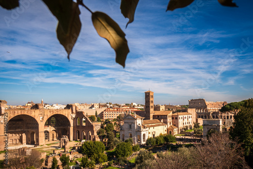 Ruins of the Roman Forum at Palatino hill in Roma, Italy photo