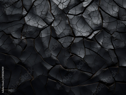 Background-ready black texture featuring cracks for versatile use photo