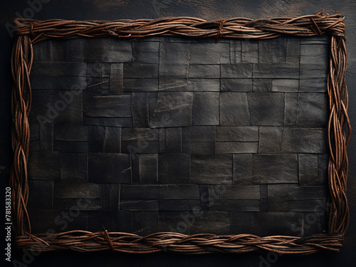 Extra rough plaiting on black raffia mats enriches their grunge texture