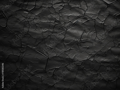 Evident scratches and cracks define the texture of the black resin wall