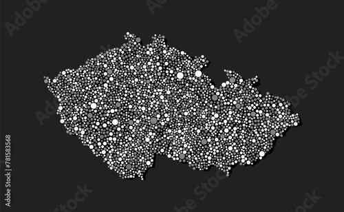 Creative map Czech from random white dots