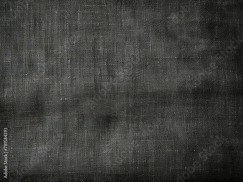 Vignetted grunge texture of dark gray coarse burlap