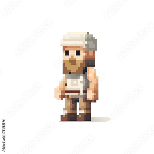 Illustrated Pixel cartoon character with white background, 8 bit Pixel character, 8 bit character, pixel character
