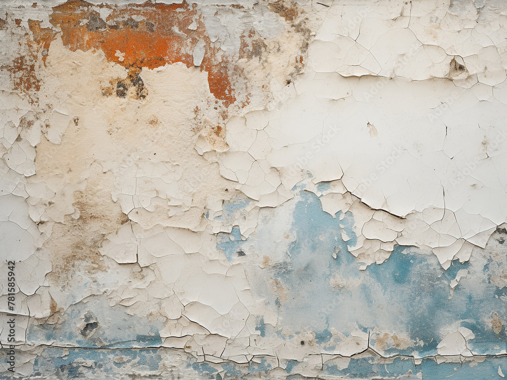 Fototapeta premium Background depicts corroded surface with peeling white paint