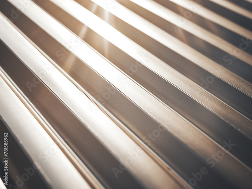 Background features corrugated metal alloy with sun flare effect