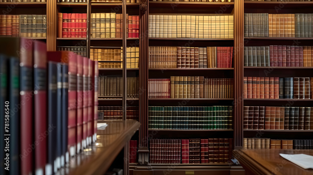 Rows of Books and References in law Firm,  Law Library , historical library ,Gain knowledge and learn , library   